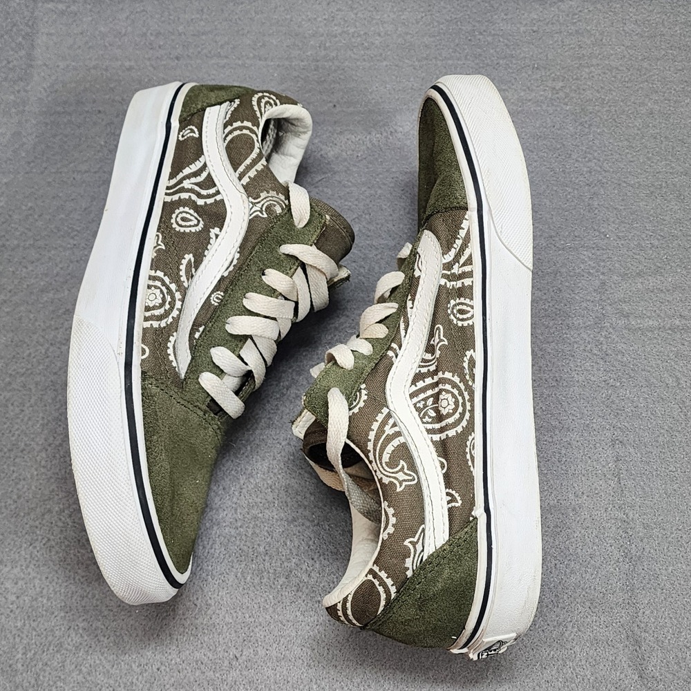 Vans Old Skool Paisley Print Suede Canvas Skate Shoes Olive Green‎ M 6 W 7.5 - Picture 3 of 8